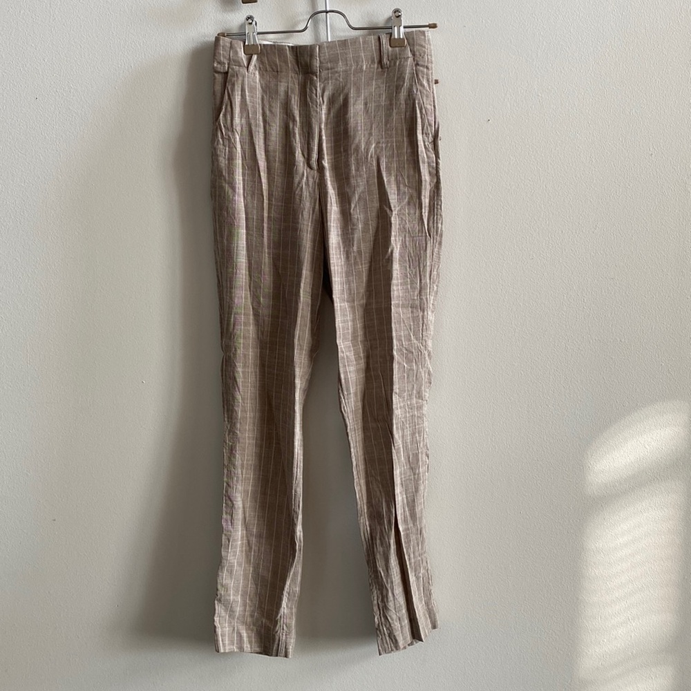 Mango khaki pinstripe linen pants